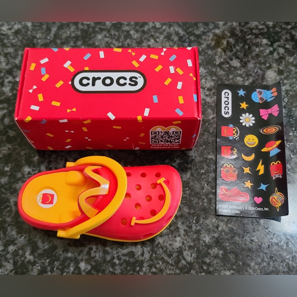 McDonald's x Crocs Red/Yellow McDonald's Happy Smile Keychain w/ Sticker Sheet